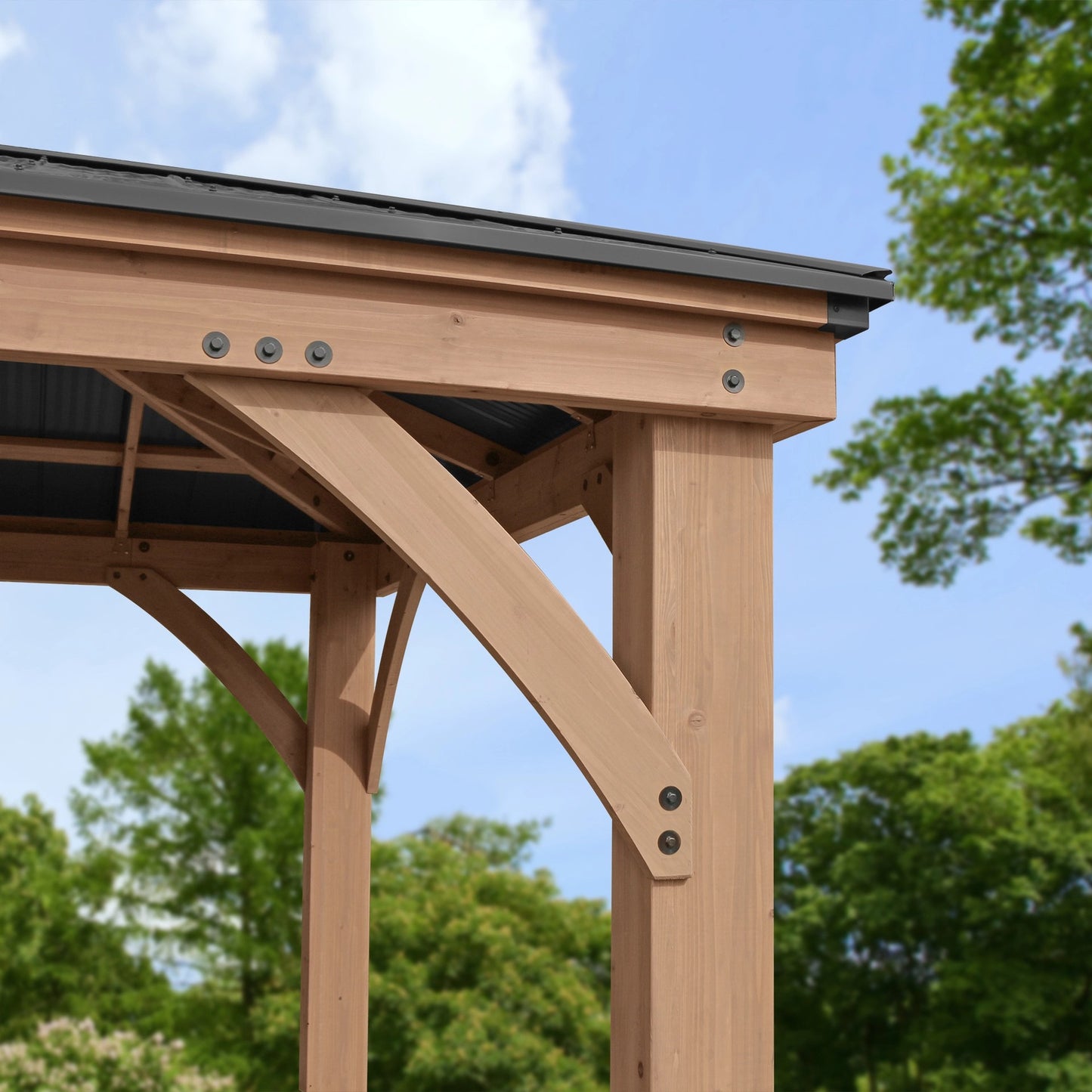 12' x 14' Wood Gazebo with Aluminum Roof