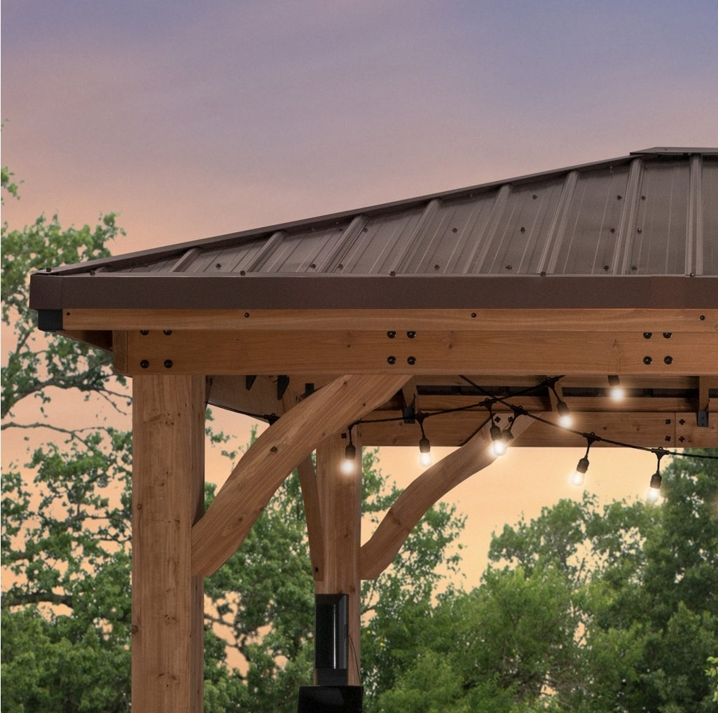 14x10 Wood with Metal Roof Gazebo (Installation and Delivery Included)