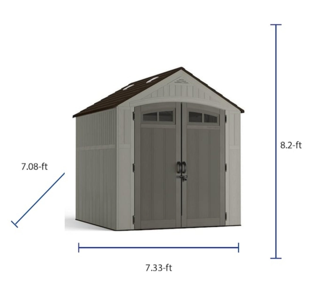 7' x 7' Plastic Outdoor Storage Shed (Installation Included)