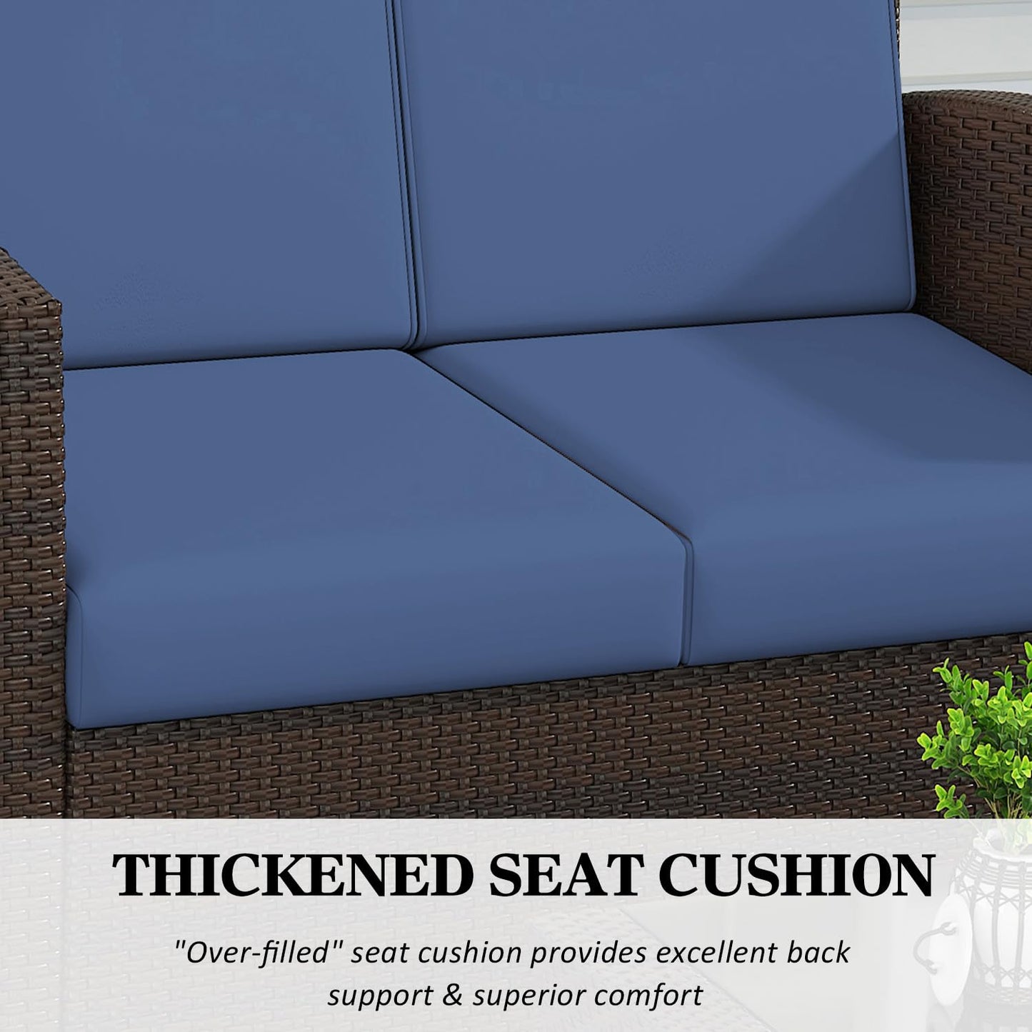 LayinSun 4 Piece Outdoor Patio Furniture Sets, Wicker Conversation Sets, Rattan Sofa Chair with Cushion for Backyard Lawn Garden