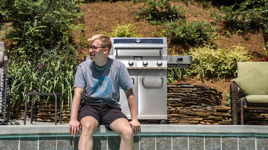 Monument Grills Larger 4-Burner Propane Gas Grills Stainless Steel Cabinet Style with Clear View Lid, LED Controls, Built in Thermometer, and Side & Infrared Side Sear Burners