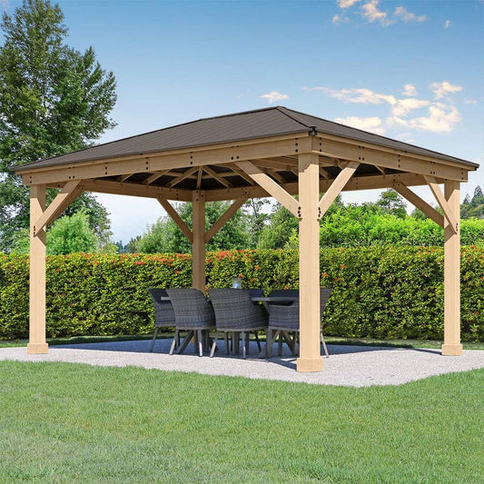 12x16 Wood Gazebo with Aluminum Roof