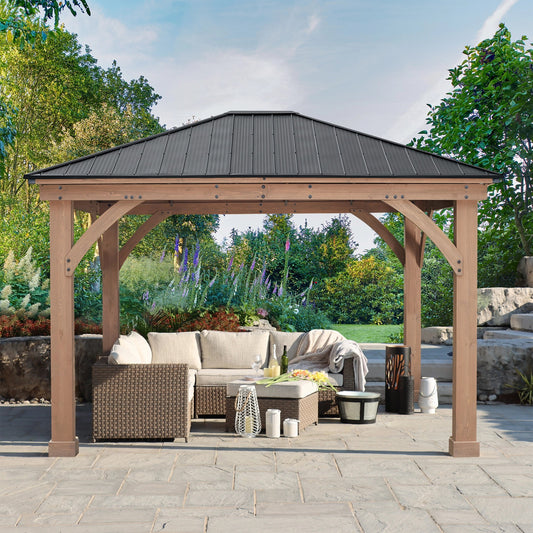 12x14 Wood Gazebo with Aluminum Roof