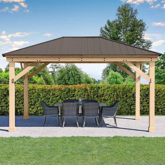 12x16 Wood Gazebo with Aluminum Roof