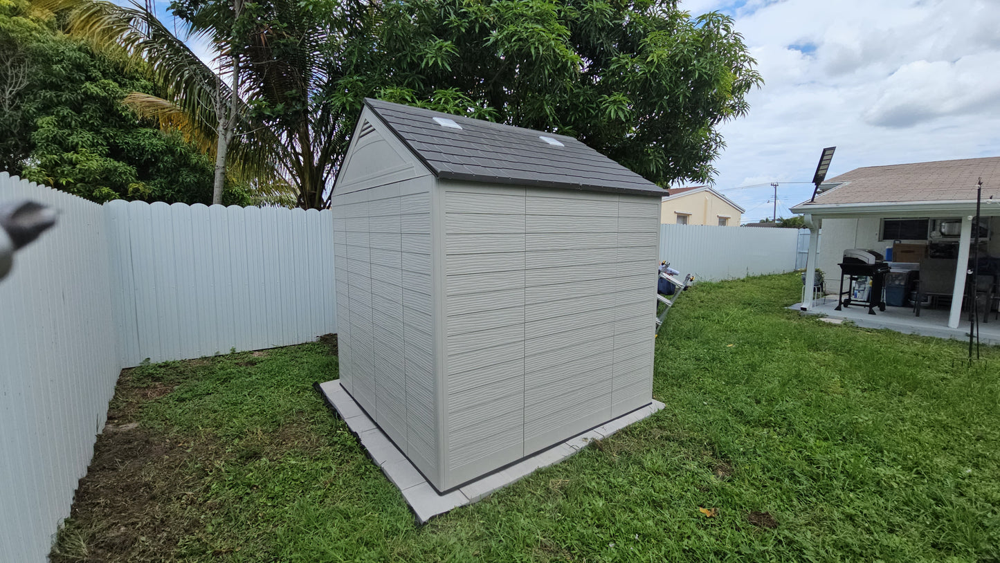 7'x 7' Plastic Outdoor Storage Shed (Installation Included)