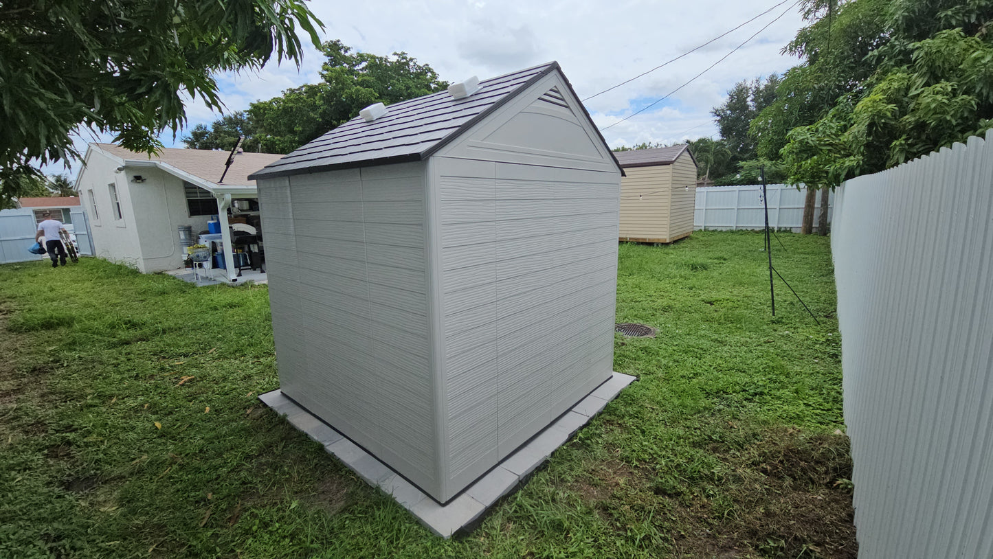 7'x 7' Plastic Outdoor Storage Shed (Installation Included)