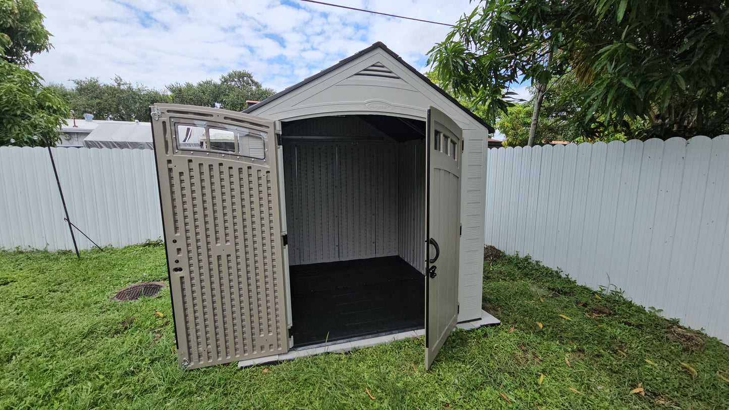 7'x 7' Plastic Outdoor Storage Shed (Installation Included)