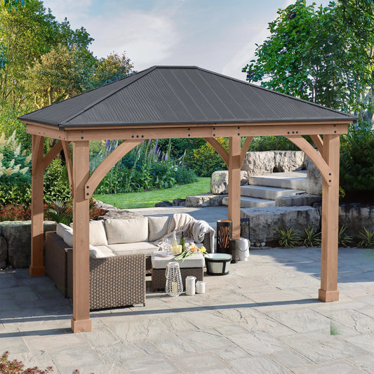 12x14 Wood Gazebo with Aluminum Roof