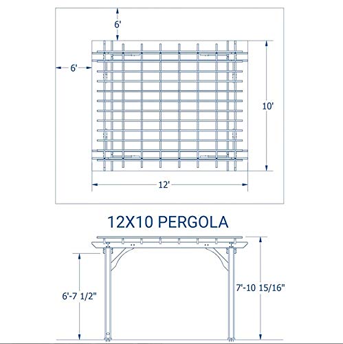 Backyard Discovery 12' by 10' Cedar Wood Pergola, Wind Secure, Strong, Quality Made, Rot Resistant, Concrete Anchors, Spacious for Outdoor Patio, Deck