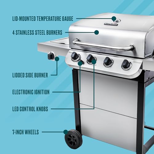 Char-Broil Performance Series Convective 4-Burner with Side Burner Cart Propane Gas Stainless Steel Grill - 463377319