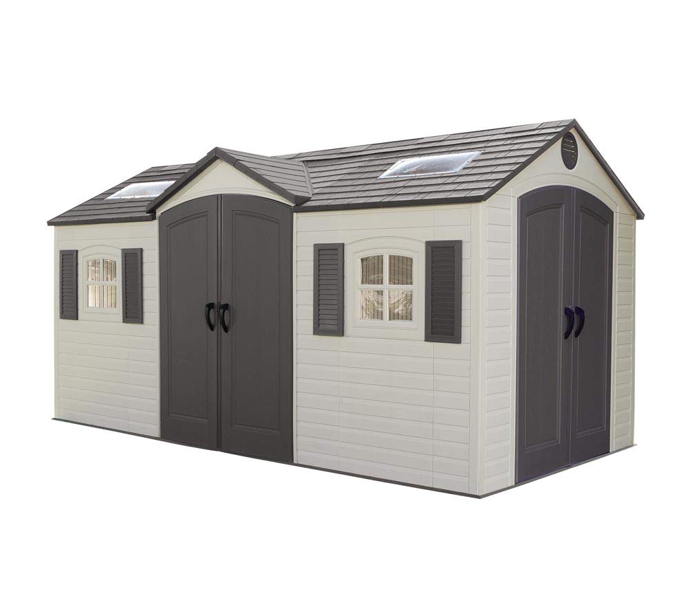 Lifetime 60079 Outdoor Storage Dual Entry Shed, 15 x 8 ft, Desert Sand