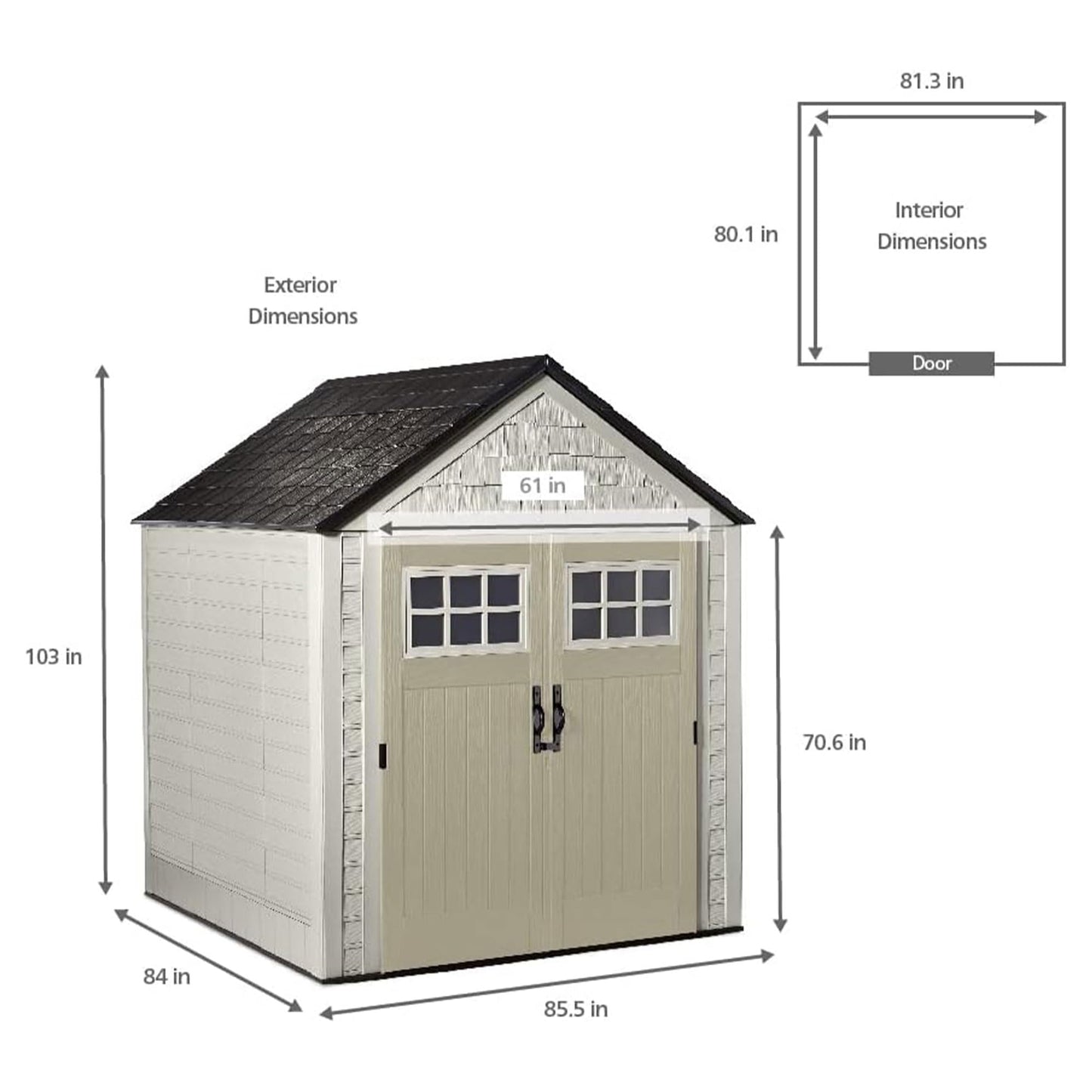 Rubbermaid 7 x 7 Foot Durable Weatherproof Resin Outdoor Storage Shed for Garden Tool and Lawn Machinery Organization, Sandstone
