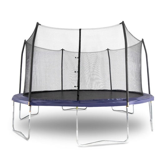 SKYWALKER TRAMPOLINES Jump N' Dunk 8 FT, 12 FT, 15 FT, Round Outdoor Trampoline for Kids with Enclosure Net, Basketball Hoop, ASTM Approval, 1100 LBS Weight Capacity