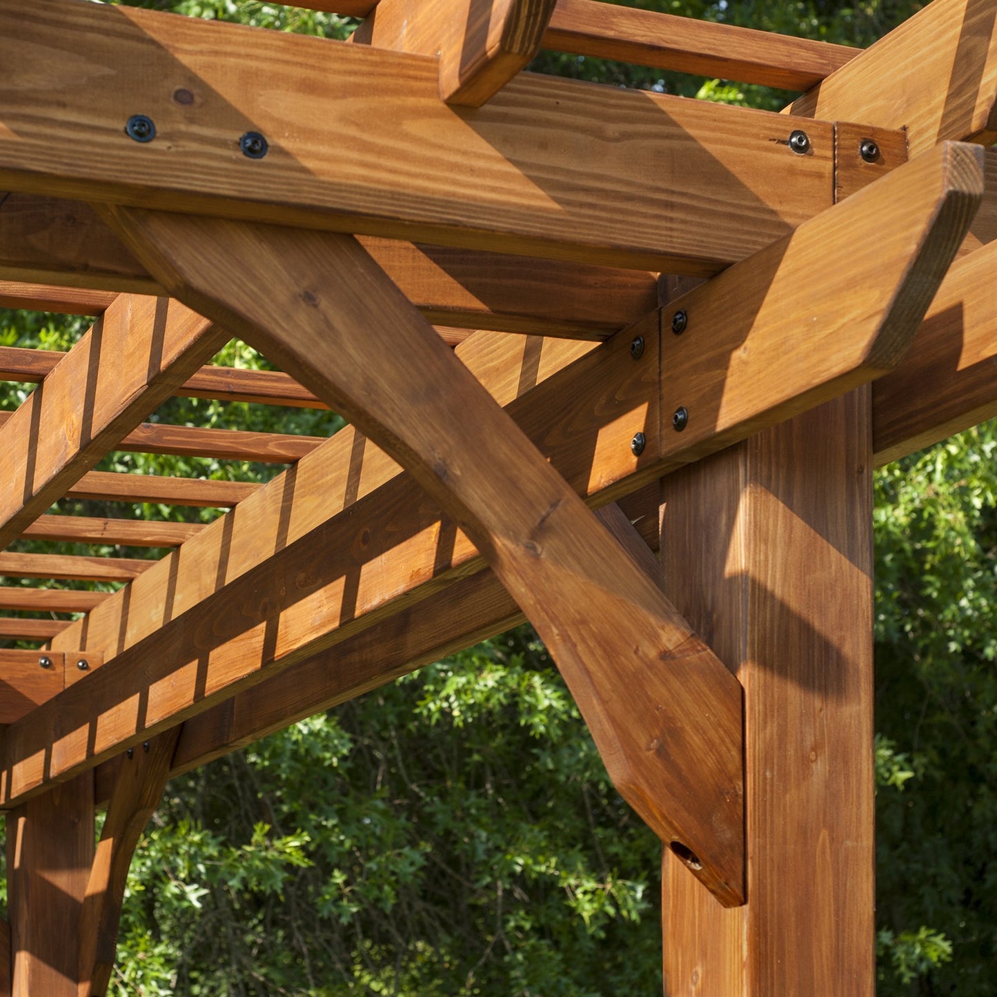 Backyard Discovery Pérgola de madera de cedro de 12' por 10', segura contra el viento, fuerte, de calidad, resistente a la putrefacción, anclajes de concreto, espaciosa para patio al aire libre, terraza